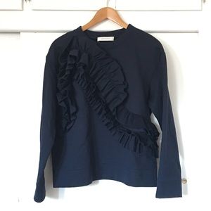 CEDRIC CHARLIER/ ruffle trimmed sweatshirt